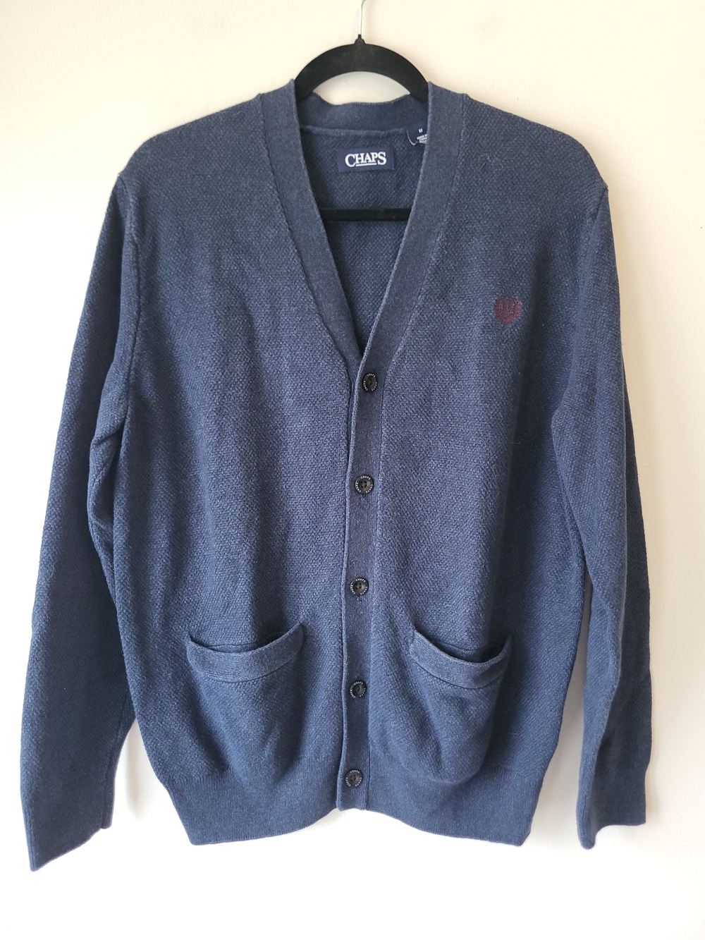 Chaps Men's Dark Navy Button-Front Fall Layering Classic Cardigan Sweater